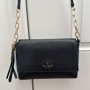 Kate Spade Crossbody Purse - Black Leather - 9” W x 7” H